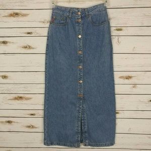 Vintage Long Denim Skirt Western